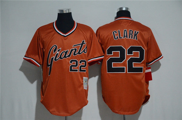 Custom Fan-Made Will Clark San Francisco Giants #22 Orange Baseball Jersey