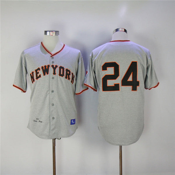 Custom Fan-Made Willie Mays San Francisco Giants #24 Grey Throwback Baseball Jersey