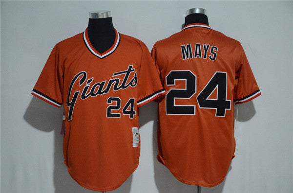 Custom Fan-Made Willie Mays San Francisco Giants #24 Orange Baseball Jersey