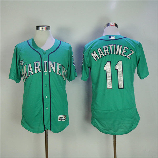 Custom Fan-Made Edgar Martinez Seattle Mariners #11 Green Baseball Jersey