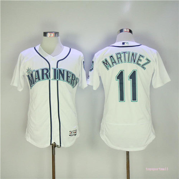 Custom Fan-Made Edgar Martinez Seattle Mariners #11 White Baseball Jersey