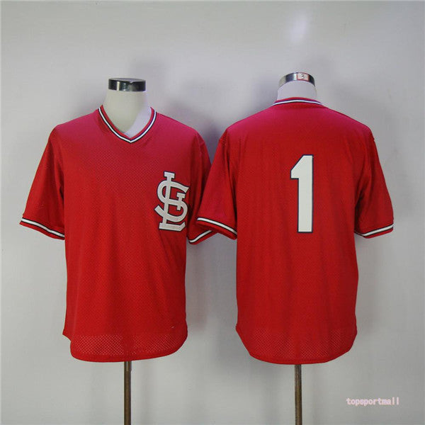 Custom Fan-Made Ozzie Smith BP St. Louis Cardinals #1 Red Throwback Baseball Jersey