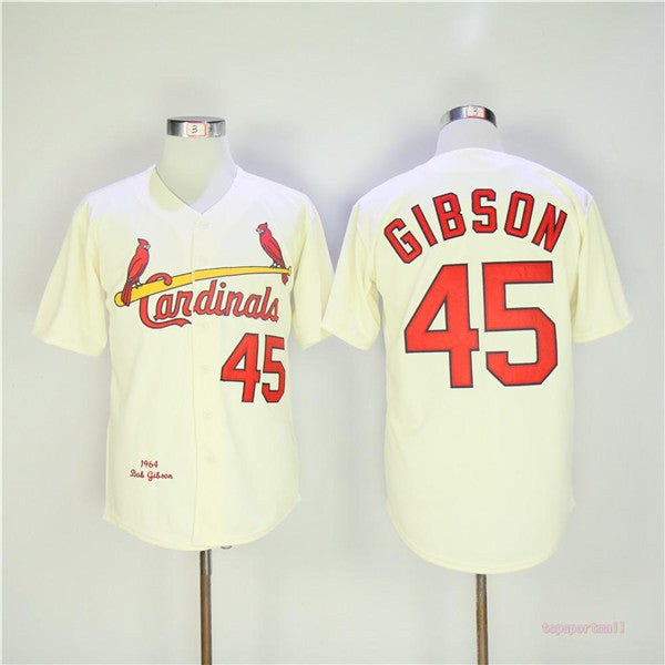 Custom Fan-Made Bob Gibson St. Louis Cardinals #45 Throwback Baseball Jersey