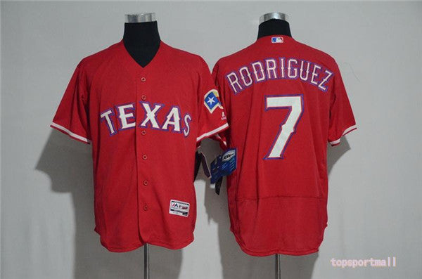 Custom Fan-Made Ivan Rodriguez Texas Rangers #7 Red Baseball Jersey
