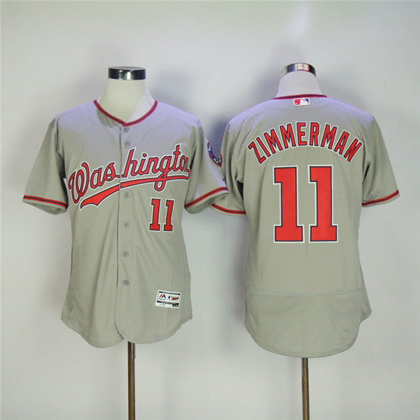 Custom Fan-Made Ryan Zimmerman Washington Nationals #11 Grey Baseball Jersey