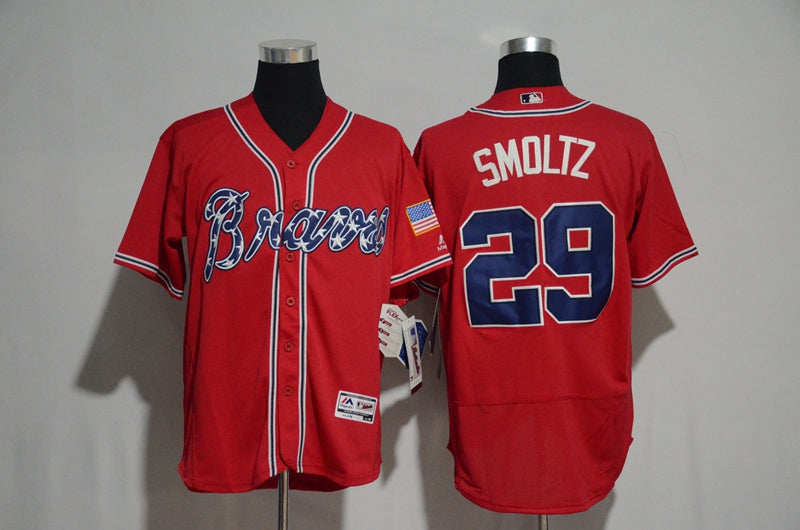 Custom Fan-Made John Smoltz Atlanta Braves #29 Red Baseball Jersey