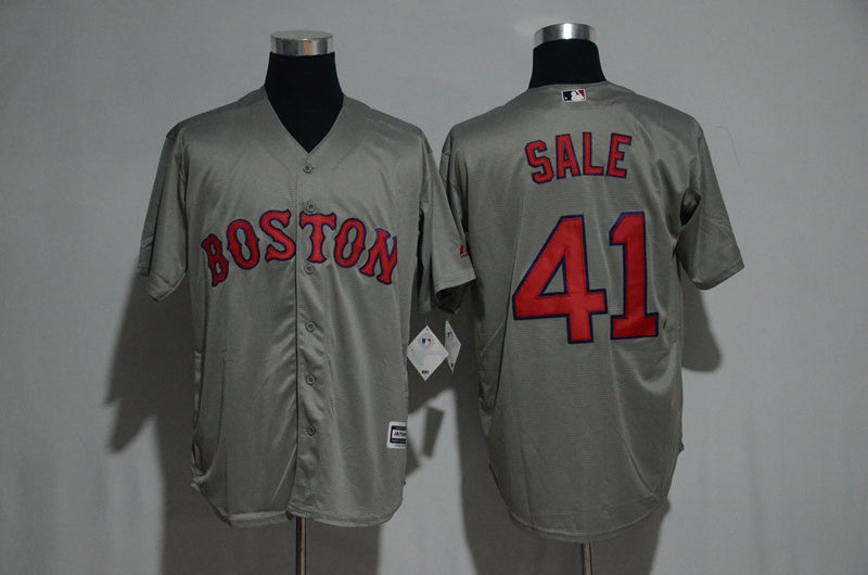Custom Fan-Made Chris Sale Boston Red Sox #41 Grey Baseball Jersey