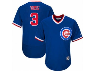 Custom Fan-Made David Ross Cooperstown Chicago Cubs #3 Blue Baseball Jersey