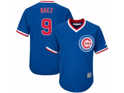 Custom Fan-Made Javier Baez Cooperstown Chicago Cubs #9 Blue Baseball Jersey