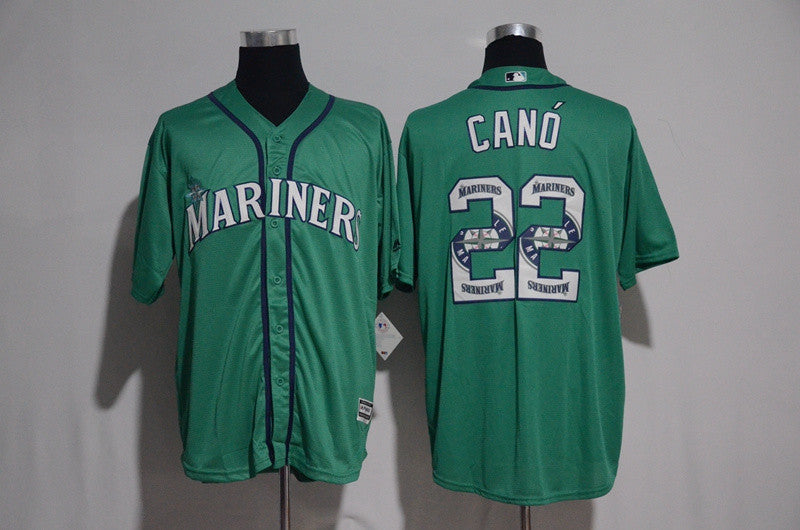Custom Fan-Made Robinson Cano Print Seattle Mariners #22 Green Baseball Jersey