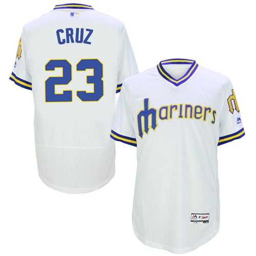 Custom Fan-Made Nelson Cruz Cooperstown Seattle Mariners #23 White Baseball Jersey