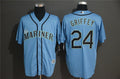 Custom Fan-Made Ken Griffey Jr Seattle Mariners #24 Blue Baseball Jersey