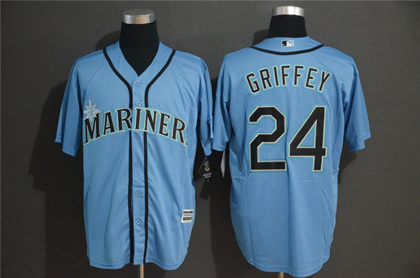 Custom Fan-Made Ken Griffey Jr Seattle Mariners #24 Blue Baseball Jersey