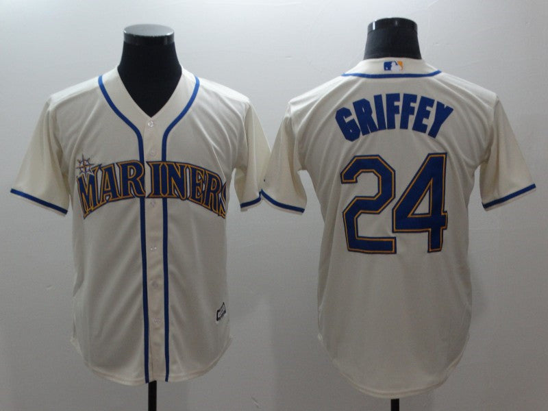Custom Fan-Made Ken Griffey Jr Seattle Mariners #24 Baseball Jersey