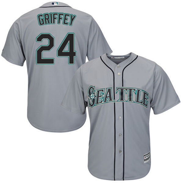 Custom Fan-Made Ken Griffey Jr Seattle Mariners #24 Grey Baseball Jersey
