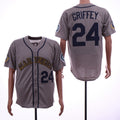 Custom Fan-Made Ken Griffey Jr Seattle Mariners #24 Grey Throwback Baseball Jersey