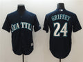 Custom Fan-Made Ken Griffey Jr Seattle Mariners #24 Navy Baseball Jersey