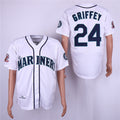 Custom Fan-Made Ken Griffey Jr Seattle Mariners #24 White 1995 Throwback Baseball Jersey