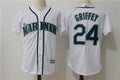 Custom Fan-Made Ken Griffey Jr Seattle Mariners #24 White Baseball Jersey