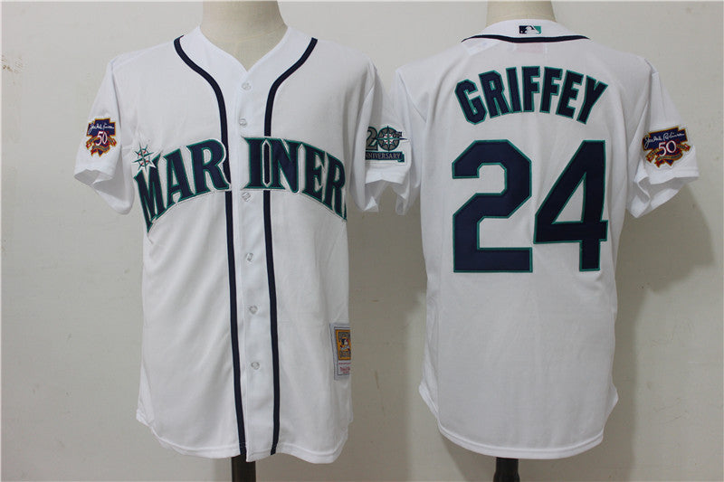 Custom Fan-Made Ken Griffey Jr Seattle Mariners #24 White Baseball Jersey