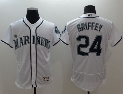 Custom Fan-Made Ken Griffey Seattle Mariners #24 White Baseball Jersey