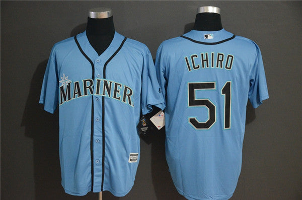 Custom Fan-Made Ichiro Suzuki Seattle Mariners #51 Blue Baseball Jersey