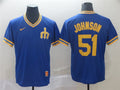 Custom Fan-Made Ichiro Suzuki Seattle Mariners #51 Blue Throwback Baseball Jersey