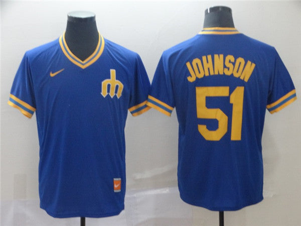 Custom Fan-Made Ichiro Suzuki Seattle Mariners #51 Blue Throwback Baseball Jersey