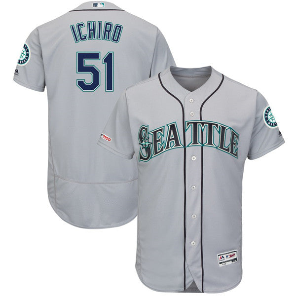 Custom Fan-Made Ichiro Suzuki Seattle Mariners #51 Grey Baseball Jersey