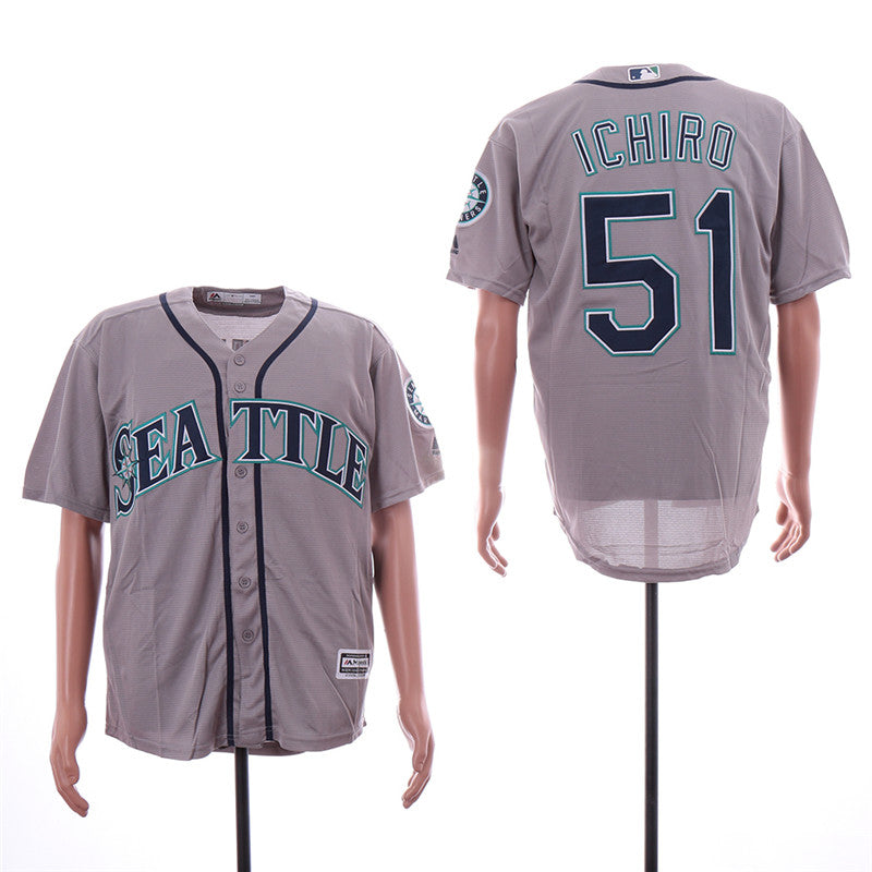 Custom Fan-Made Ichiro Suzuki Seattle Mariners #51 Grey Baseball Jersey