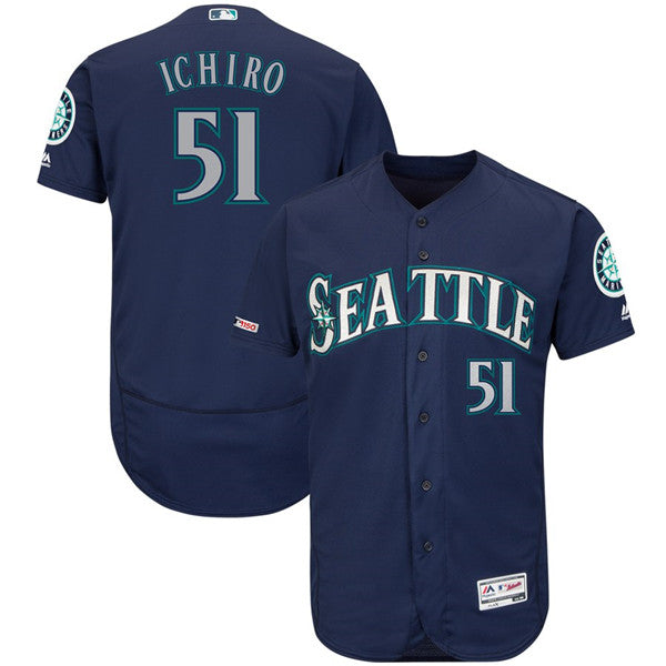 Custom Fan-Made Ichiro Suzuki Seattle Mariners #51 Navy Baseball Jersey