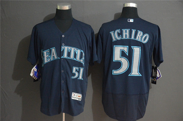 Custom Fan-Made Ichiro Suzuki Seattle Mariners #51 Navy Baseball Jersey