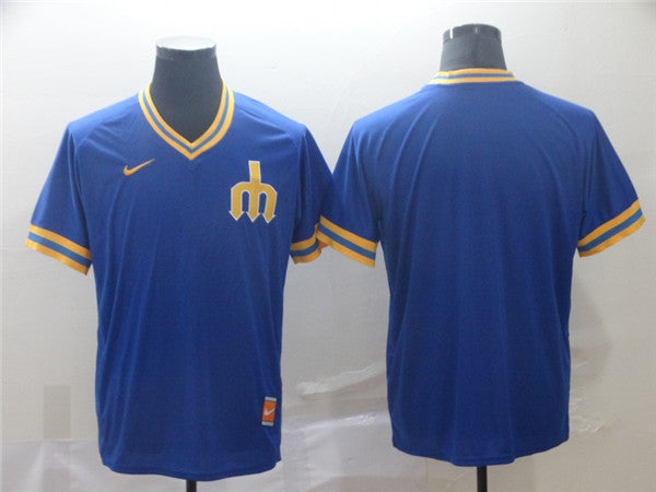 Custom Fan-Made Blue Throwback Seattle Mariners Baseball Jersey Seattle Mariners Blue Throwback Baseball Jersey