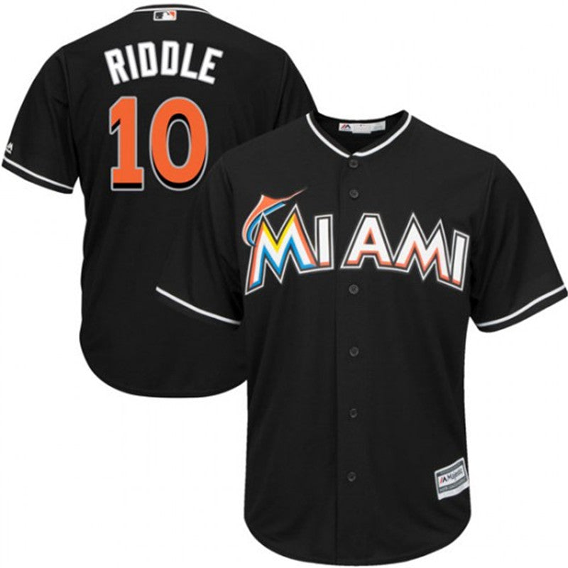 Custom Fan-Made JT Riddle Black Miami Marlins Baseball Jersey Miami Marlins Black Baseball Jersey