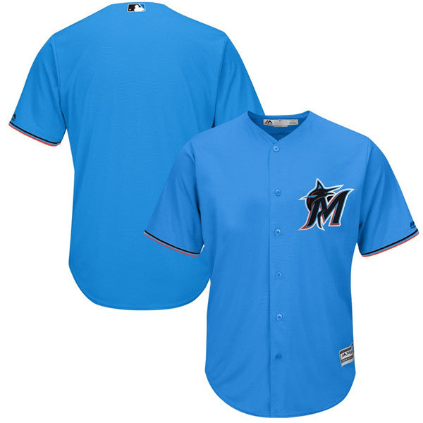 Custom Fan-Made Blue Miami Marlins Baseball Jersey Miami Marlins Blue Baseball Jersey