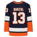 NY.Islanders #13 Mathew Barzal Fanatics Authentic Autographed 2020-21 Reverse Retro Nary Stitched American Hockey Jerseys