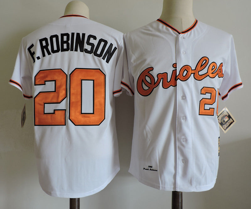 Custom Fan-Made Robinson White Throwback Baltimore Orioles Baseball Jersey Baltimore Orioles White Throwback Baseball Jersey