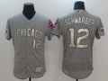 Custom Fan-Made Kyle Schwarber Chicago Cubs #12 Grey 2017 Baseball Jersey