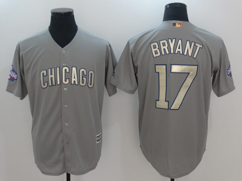 Custom Fan-Made Kris Bryant Chicago Cubs #17 Grey 2017 Baseball Jersey