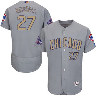 Custom Fan-Made Addison Russell Chicago Cubs #27 Grey 2017 Baseball Jersey