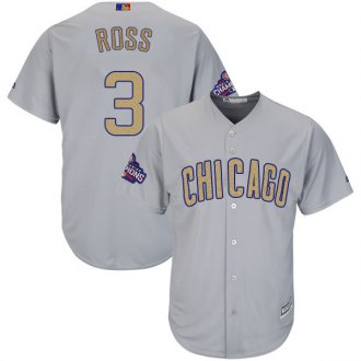 Custom Fan-Made David Ross Chicago Cubs #3 Grey 2017 Baseball Jersey