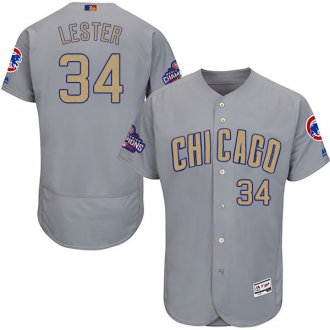 Custom Fan-Made Jon Lester Chicago Cubs #34 Grey 2017 Baseball Jersey