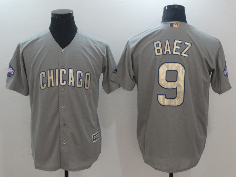 Custom Fan-Made Javier Baez Chicago Cubs #9 Grey 2017 Baseball Jersey