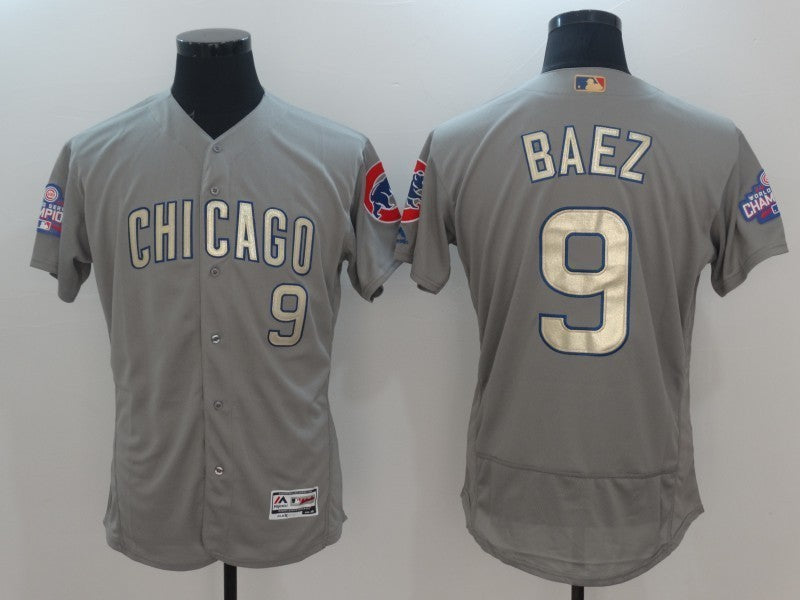 Custom Fan-Made Javier Baez Chicago Cubs #9 Grey 2017 Baseball Jersey