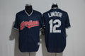 Custom Fan-Made Men Francisco Lindor Spring Training Cleveland Guardians #12 Navy 2017 Baseball Jersey