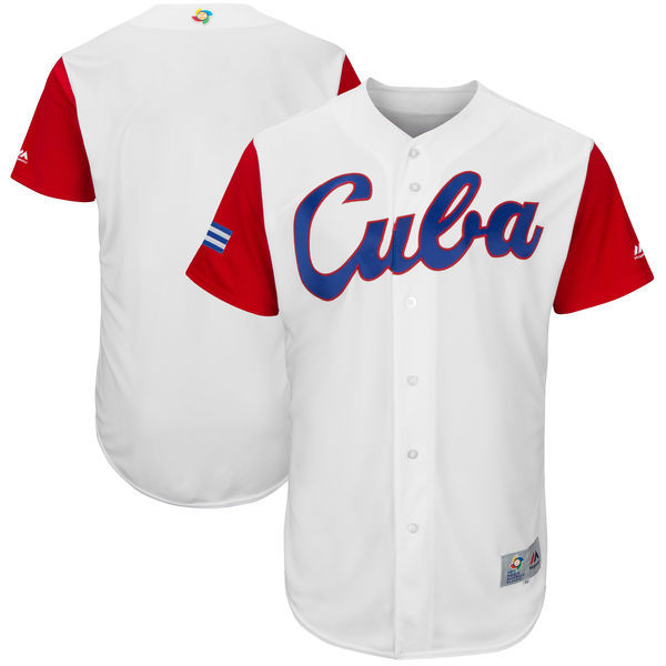 Custom Fan-Made Men Cuba White 2017 Baseball Jersey Style White 2017 Baseball Jersey