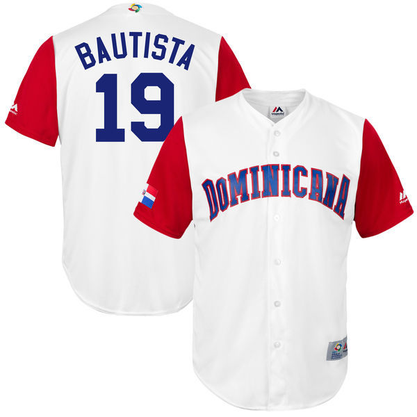 Custom Fan-Made Men Dominican Republic Jose Bautista Style #19 White 2017 Baseball Jersey