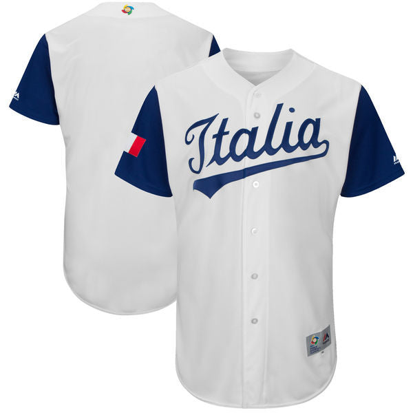 Custom Fan-Made Men Italy White 2017 Baseball Jersey Style White 2017 Baseball Jersey