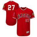 Custom Fan-Made Mike Trout On-Field Spring Training Scarlet 2017 Los Angeles Angels Baseball Jersey Los Angeles Angels 2017 Baseball Jersey