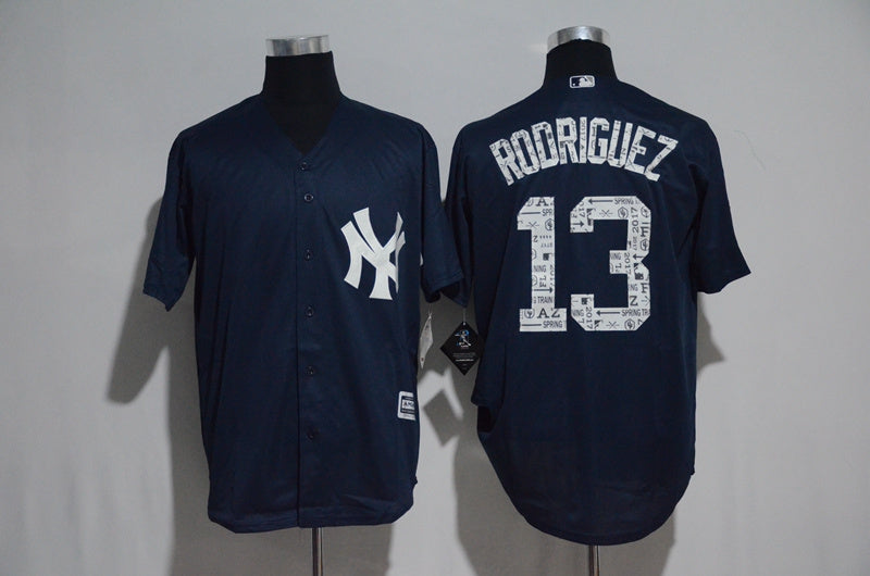 Custom Fan-Made Rodriguez Spring Training New York Yankees #13 Navy 2017 Baseball Jersey